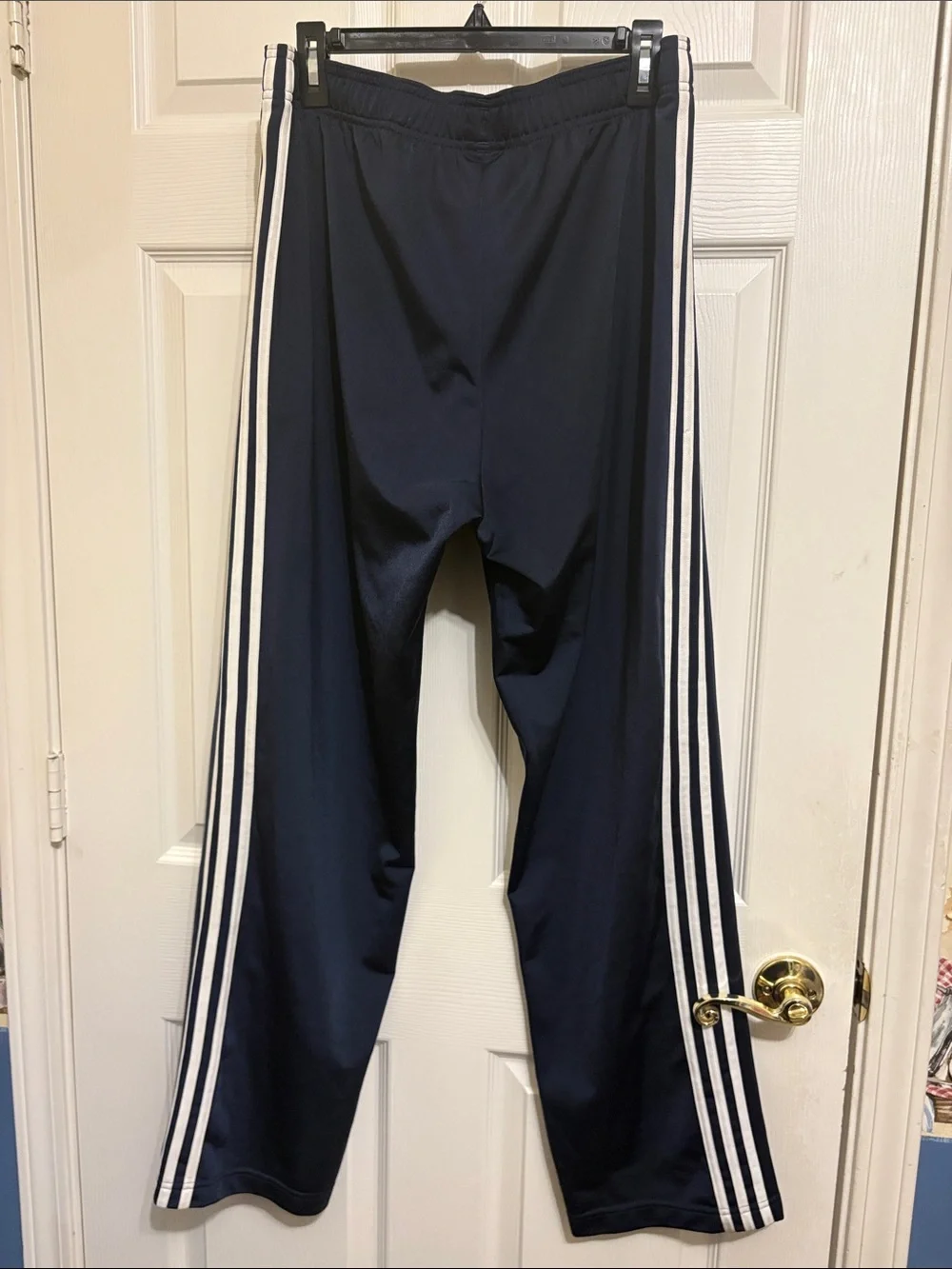 Adidas Navy Athletic Track Pants with 3 Stripes